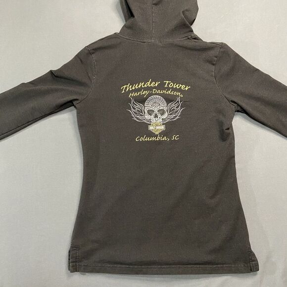 Harley-Davidson Hoodie Black Womens Size Small Pullover Drawstring Pocket - Picture 11 of 13